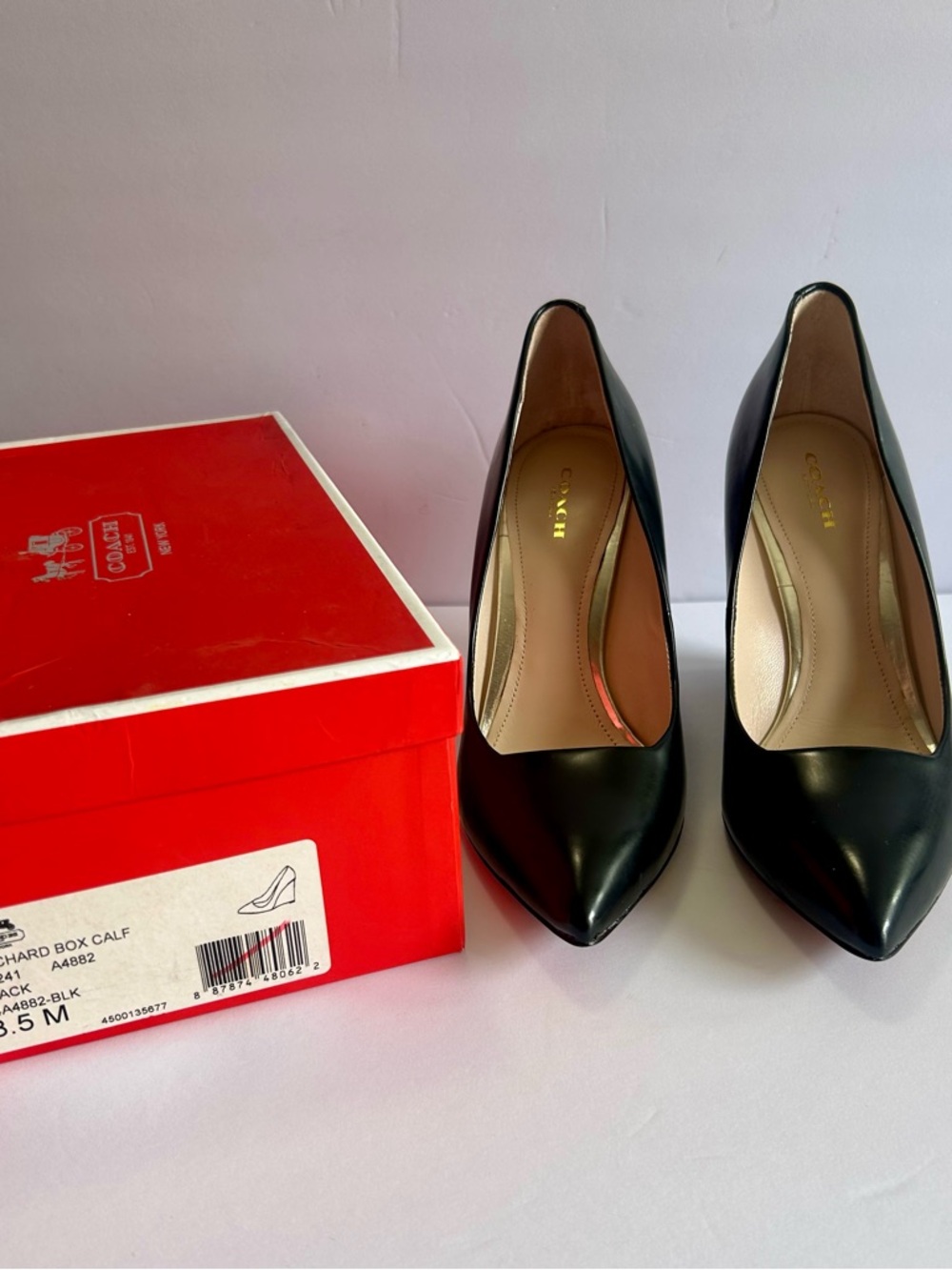 Coach Black Leather Wedges